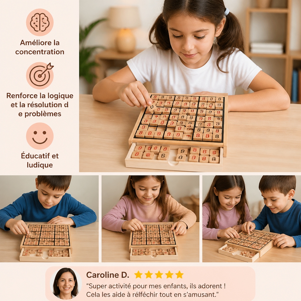 Plateau de Sudoku en Bois – Jeu Éducatif de Logique et de Mathématiques