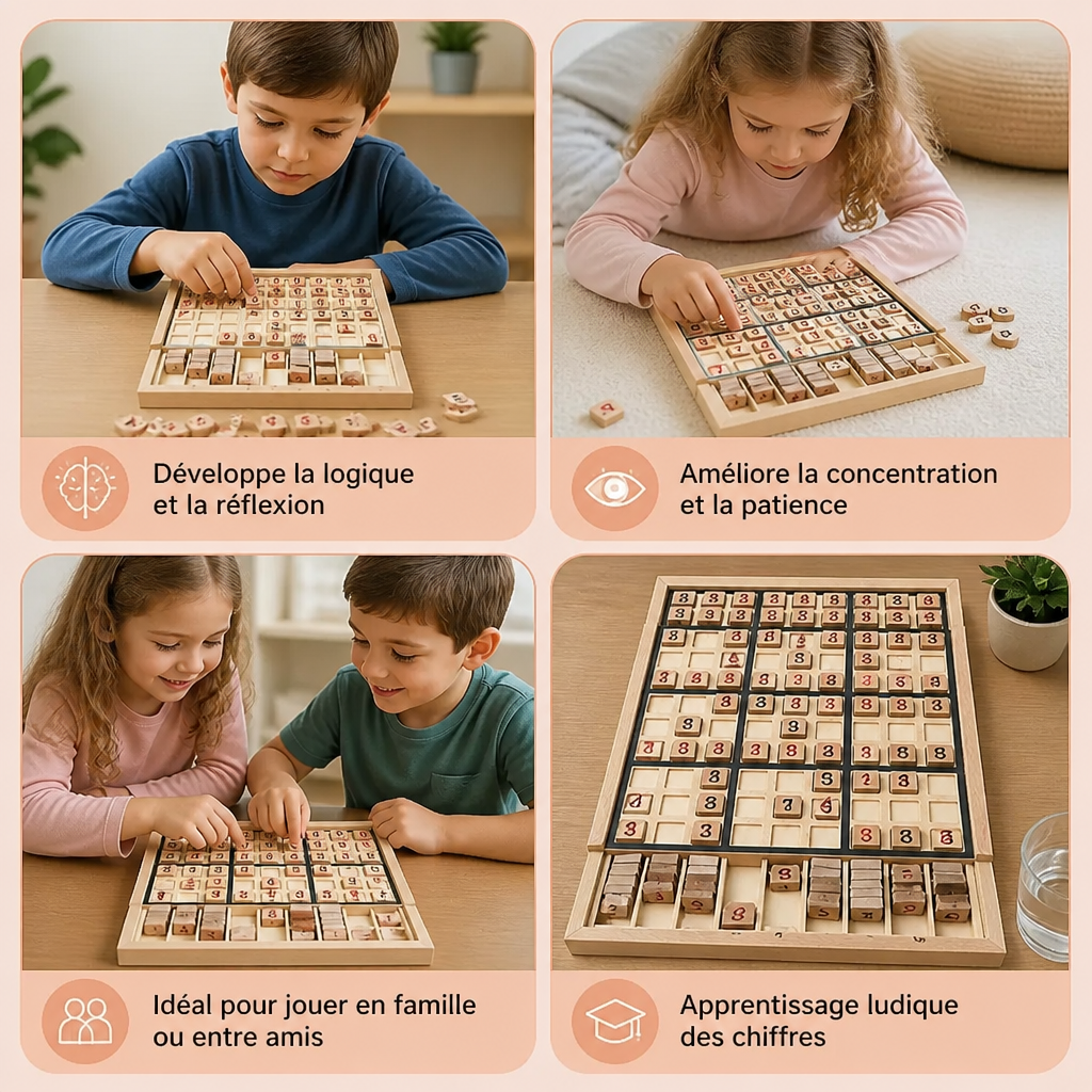 Plateau de Sudoku en Bois – Jeu Éducatif de Logique et de Mathématiques