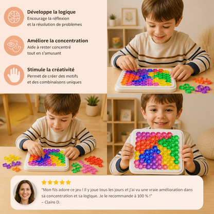 Plateau Puzzle avec Perles Arc-en-Ciel – Jeu de Logique et de Résolution de Problèmes