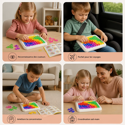 Plateau Puzzle avec Perles Arc-en-Ciel – Jeu de Logique et de Résolution de Problèmes