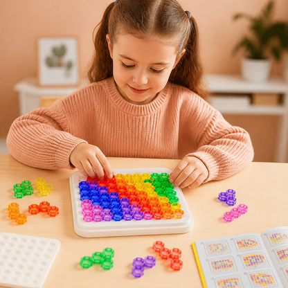Plateau Puzzle avec Perles Arc-en-Ciel – Jeu de Logique et de Résolution de Problèmes