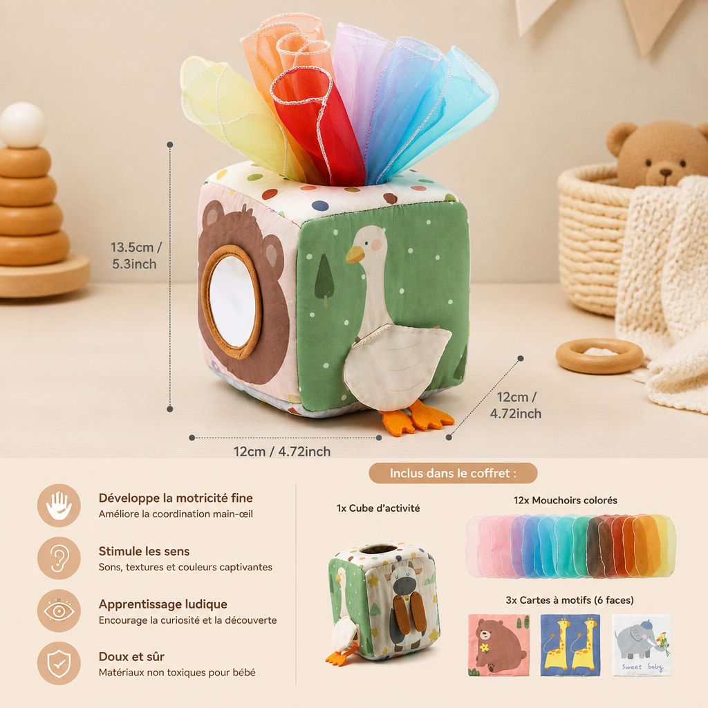 Boîte Sensorielle Montessori pour Bébé – Jouet Doux Bruissant et Tactile