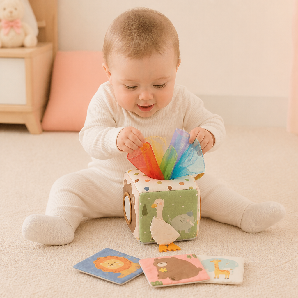 Boîte Sensorielle Montessori pour Bébé – Jouet Doux Bruissant et Tactile