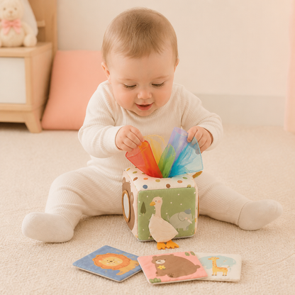 Boîte Sensorielle Montessori pour Bébé – Jouet Doux Bruissant et Tactile