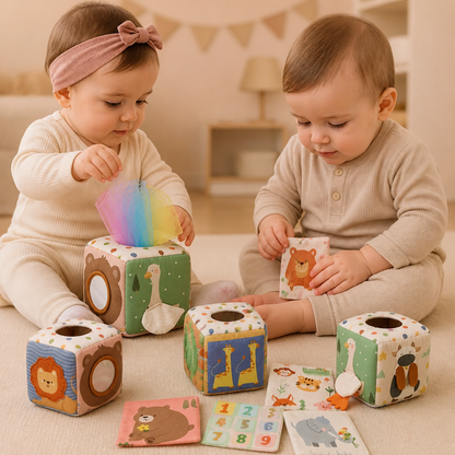Boîte Sensorielle Montessori pour Bébé – Jouet Doux Bruissant et Tactile