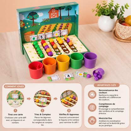 Jeu Montessori éducatif de la ferme pour trier les couleurs et les nombres