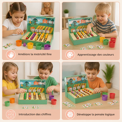 Jeu Montessori éducatif de la ferme pour trier les couleurs et les nombres