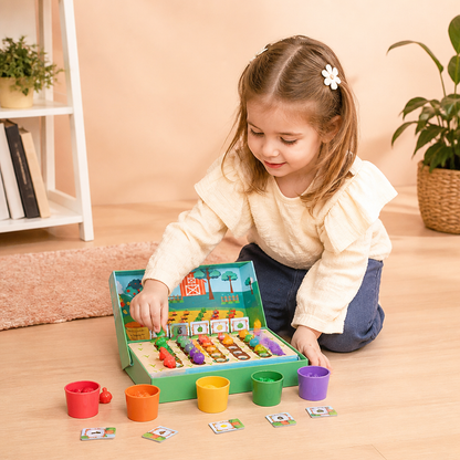 Jeu Montessori éducatif de la ferme pour trier les couleurs et les nombres