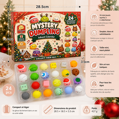 Calendrier de l’Avent avec Mini Jouets Squishy en Forme de Raviolis Pliés