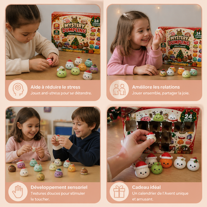 Calendrier de l’Avent avec Mini Jouets Squishy en Forme de Raviolis Pliés