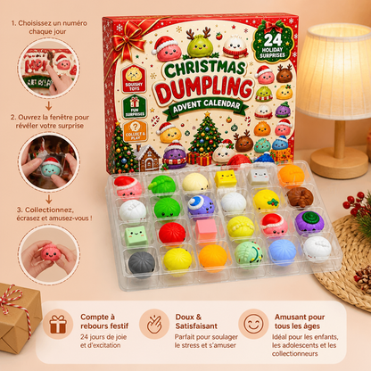 Calendrier de l’Avent avec Mini Jouets Squishy en Forme de Raviolis Pliés