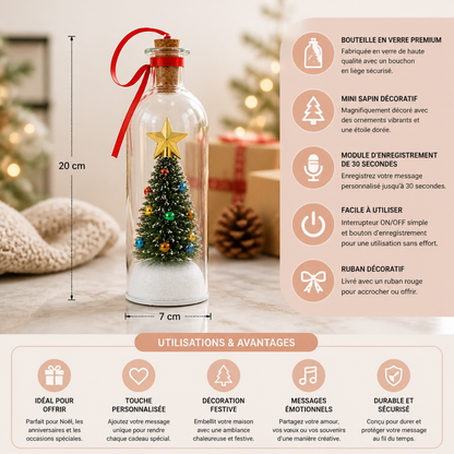 Décoration de Noël en forme de bouteille avec message enregistrable et lecture vocale