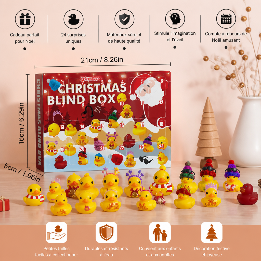 Calendrier de l’Avent de Noël avec canards en caoutchouc