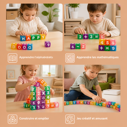 Set éducatif magnétique de 40 pièces avec lettres et chiffres – Jouet Montessori STEM pour enfants