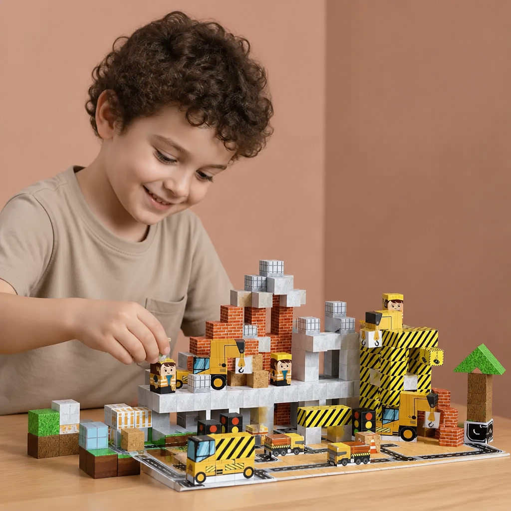 Set de 100 Cubes de Construction Magnétiques – Jouet de Construction Montessori STEM pour Enfants