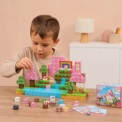 Set de 100 Cubes de Construction Magnétiques – Jouet de Construction Montessori STEM pour Enfants