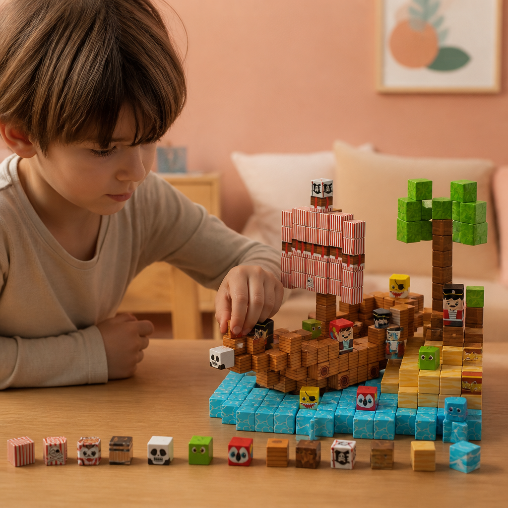 Set de 100 Cubes de Construction Magnétiques – Jouet de Construction Montessori STEM pour Enfants