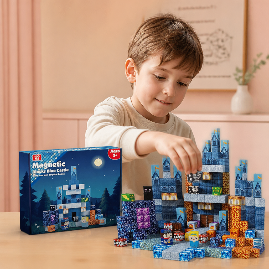Set de 100 Cubes de Construction Magnétiques – Jouet de Construction Montessori STEM pour Enfants
