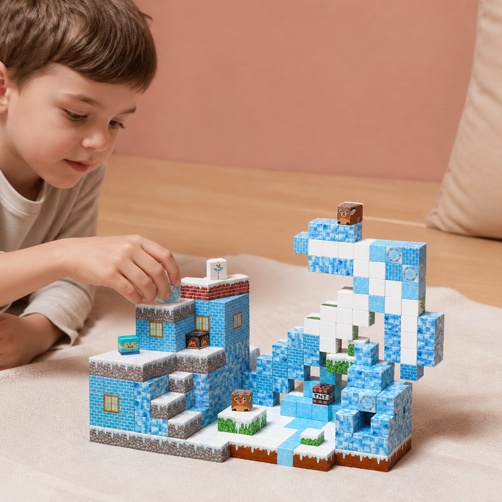 Set de 100 Cubes de Construction Magnétiques – Jouet de Construction Montessori STEM pour Enfants