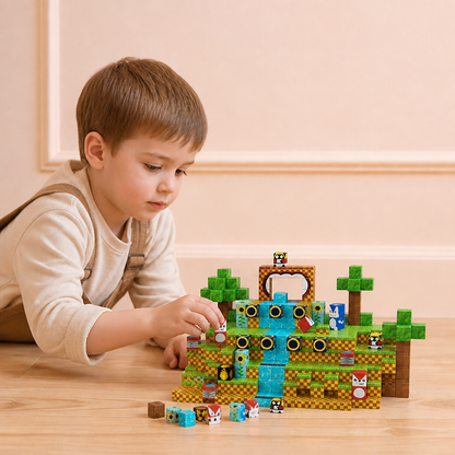 Set de 100 Cubes de Construction Magnétiques – Jouet de Construction Montessori STEM pour Enfants