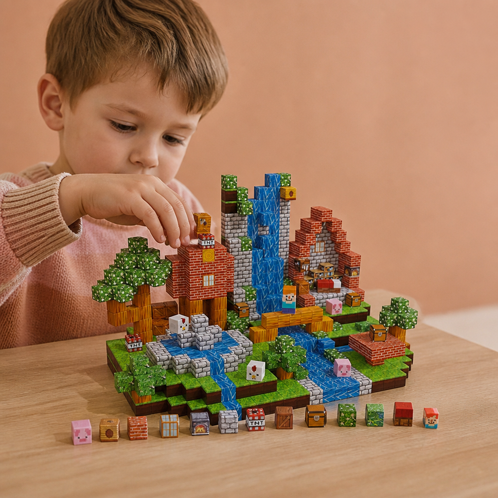 Set de 100 Cubes de Construction Magnétiques – Jouet de Construction Montessori STEM pour Enfants