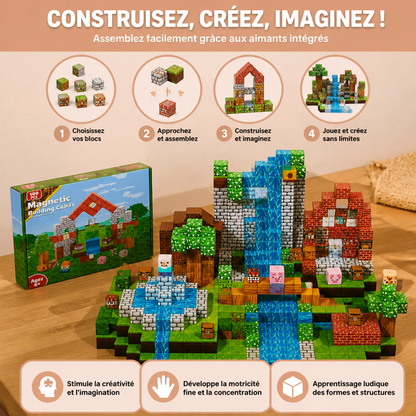 Set de 100 Cubes de Construction Magnétiques – Jouet de Construction Montessori STEM pour Enfants