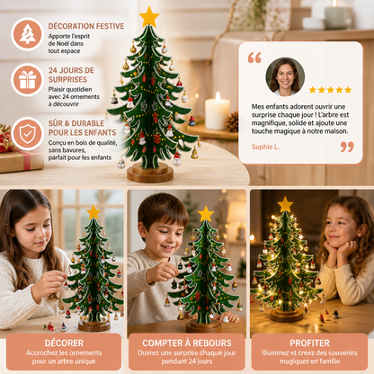 Calendrier de l’Avent de 24 Jours avec Mini-Décorations de Sapin de Noël pour Enfants