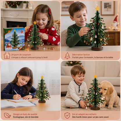 Calendrier de l’Avent de 24 Jours avec Mini-Décorations de Sapin de Noël pour Enfants