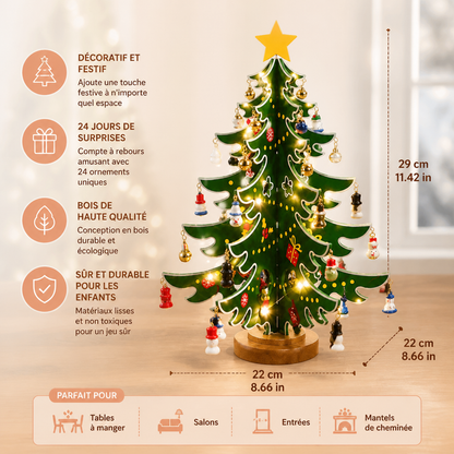 Calendrier de l’Avent de 24 Jours avec Mini-Décorations de Sapin de Noël pour Enfants