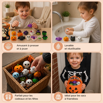 Set de Jouets Squishy d’Halloween Lavables et Réutilisables pour Cadeaux de Fête et la Tournée des Bonbons