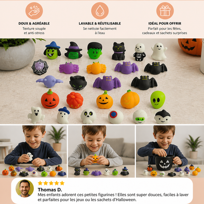 Set de Jouets Squishy d’Halloween Lavables et Réutilisables pour Cadeaux de Fête et la Tournée des Bonbons