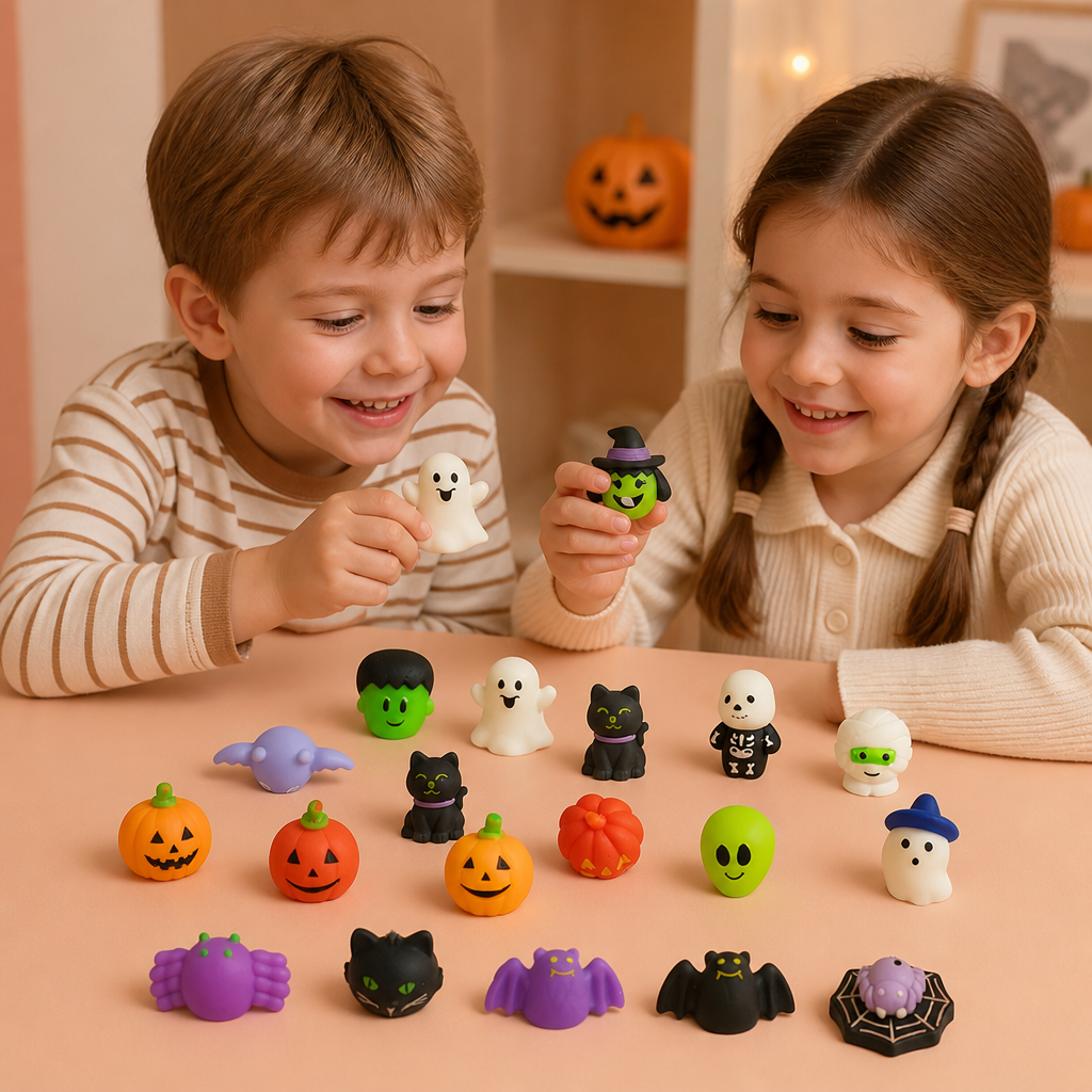 Set de Jouets Squishy d’Halloween Lavables et Réutilisables pour Cadeaux de Fête et la Tournée des Bonbons