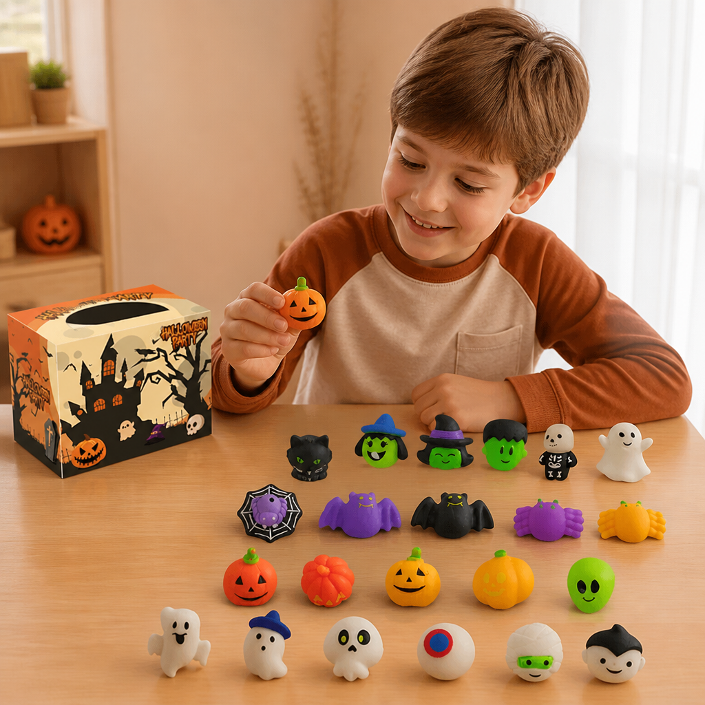 Set de Jouets Squishy d’Halloween Lavables et Réutilisables pour Cadeaux de Fête et la Tournée des Bonbons