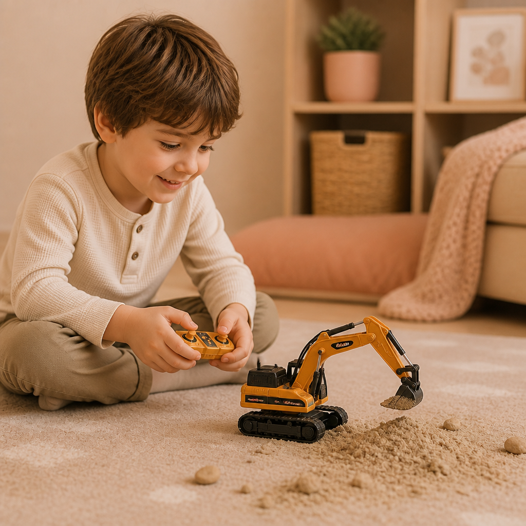 Véhicules de Construction Radiocommandés à l'Échelle 1:64 – Chariot Élévateur, Excavatrice, Camion-Benne et Bulldozer