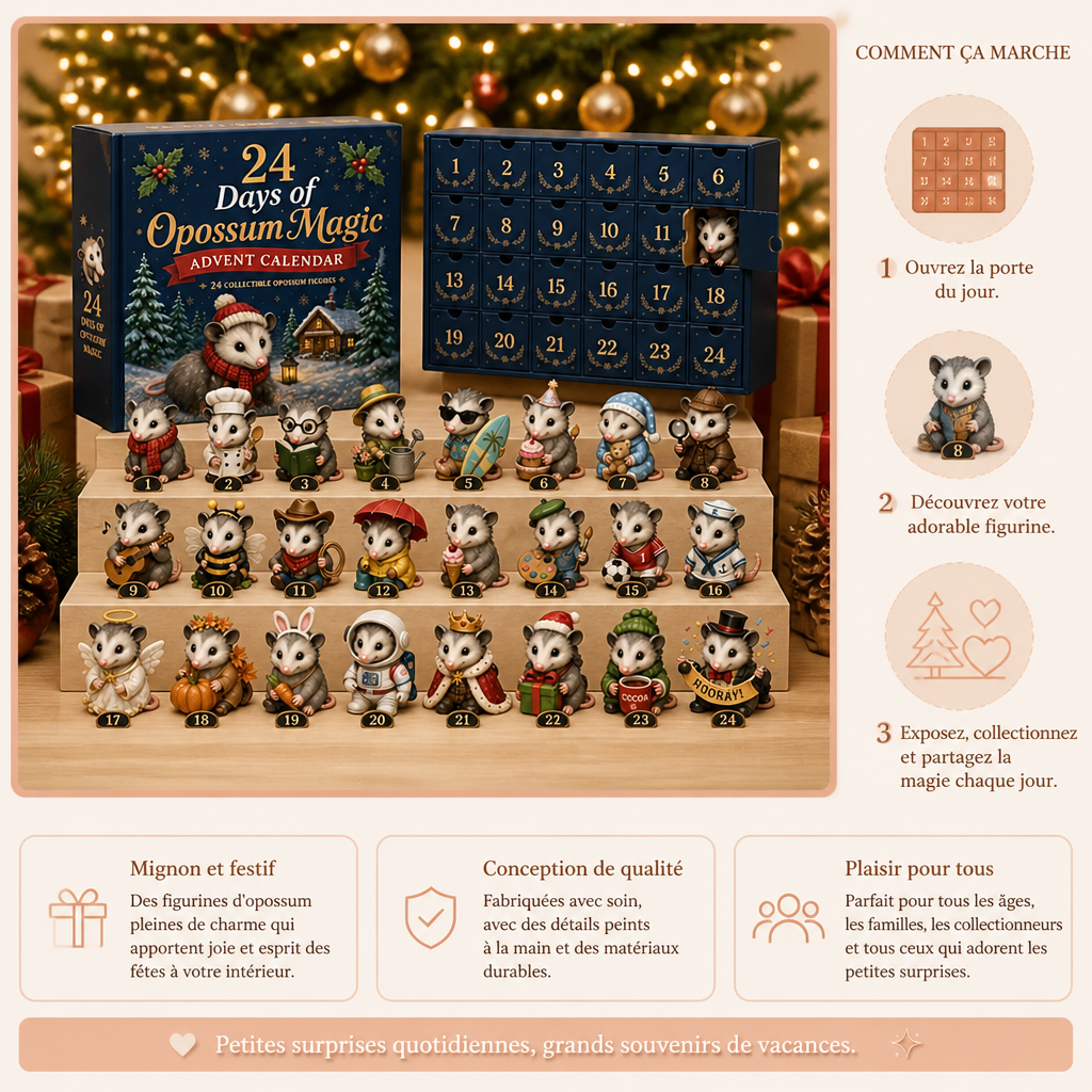Calendrier de l’Avent de 24 jours avec la magie des opossums