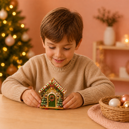 Kit DIY de Puzzle 3D en Bois – Maison en Pain d’Épices avec Diamond Art