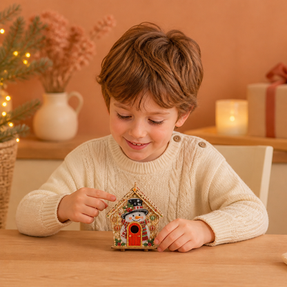 Kit DIY de Puzzle 3D en Bois – Maison en Pain d’Épices avec Diamond Art