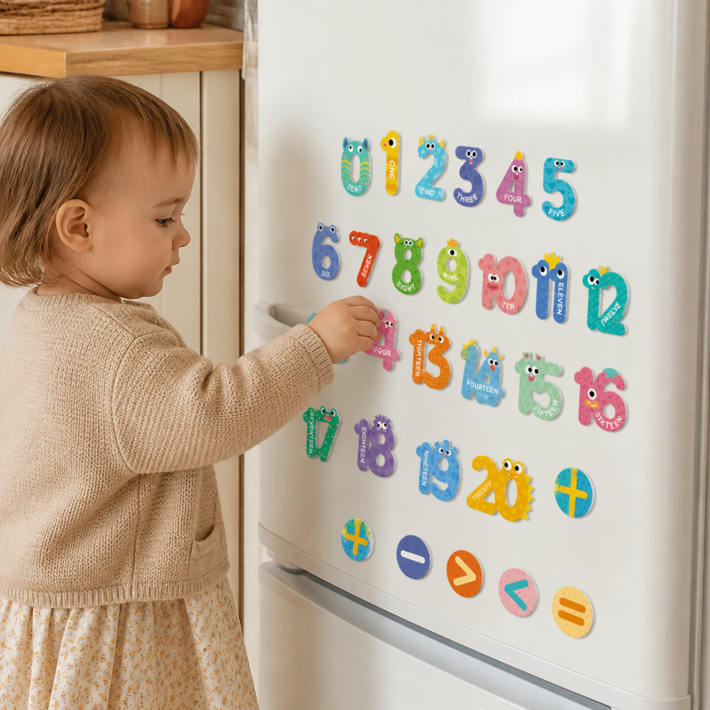 Aimants Alphabet et Chiffres avec Animaux pour Réfrigérateur – Kit d’Apprentissage et d’Orthographe pour Enfants