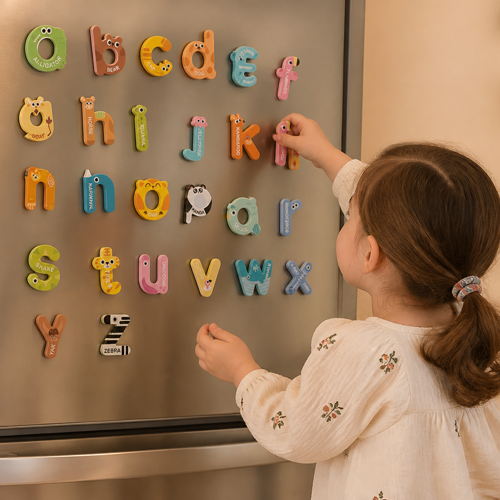 Aimants Alphabet et Chiffres avec Animaux pour Réfrigérateur – Kit d’Apprentissage et d’Orthographe pour Enfants