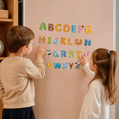 Aimants Alphabet et Chiffres avec Animaux pour Réfrigérateur – Kit d’Apprentissage et d’Orthographe pour Enfants