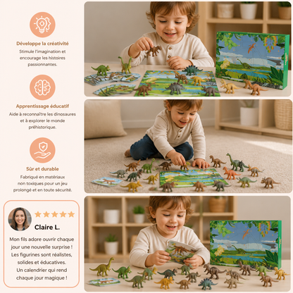 Calendrier de l’Avent de 24 jours avec des dinosaures jouets et des figurines surprises