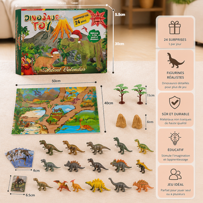 Calendrier de l’Avent de 24 jours avec des dinosaures jouets et des figurines surprises