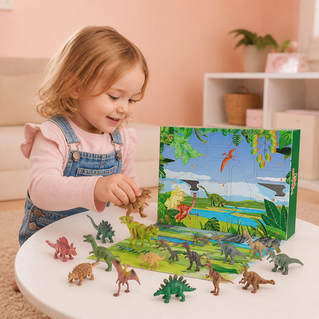 Calendrier de l’Avent de 24 jours avec des dinosaures jouets et des figurines surprises