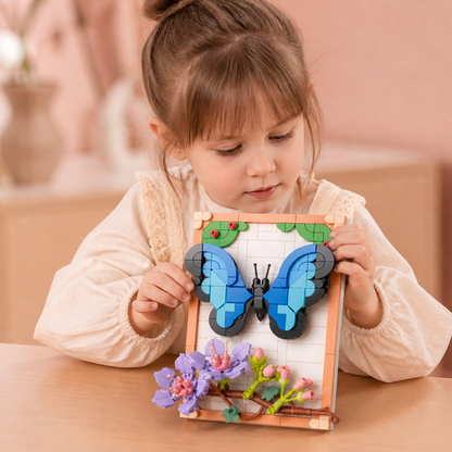 Ensemble de blocs de construction 3D DIY avec cadre naturel – Fleurs et insectes