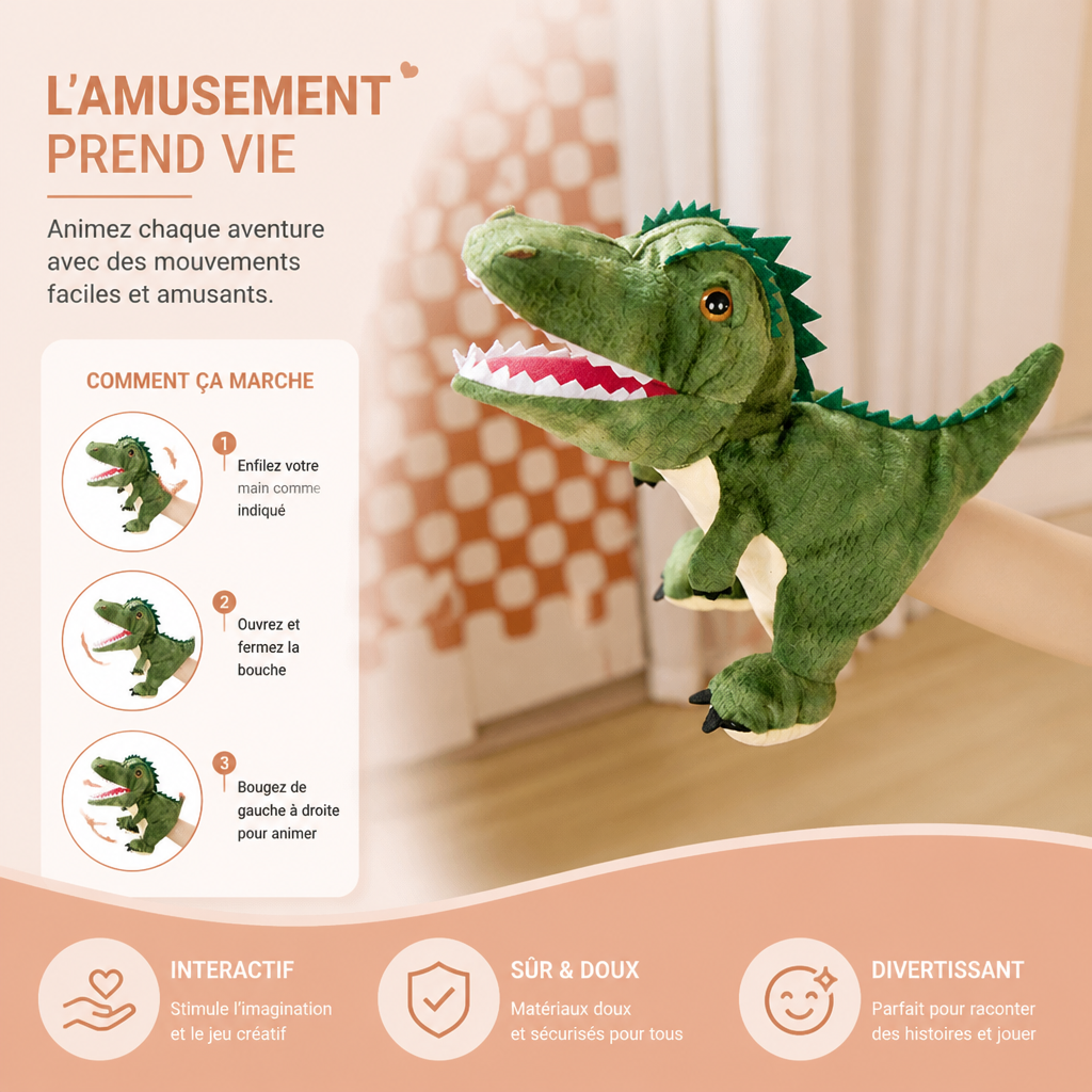 Marionnette Dinosaure en Peluche Amusante
