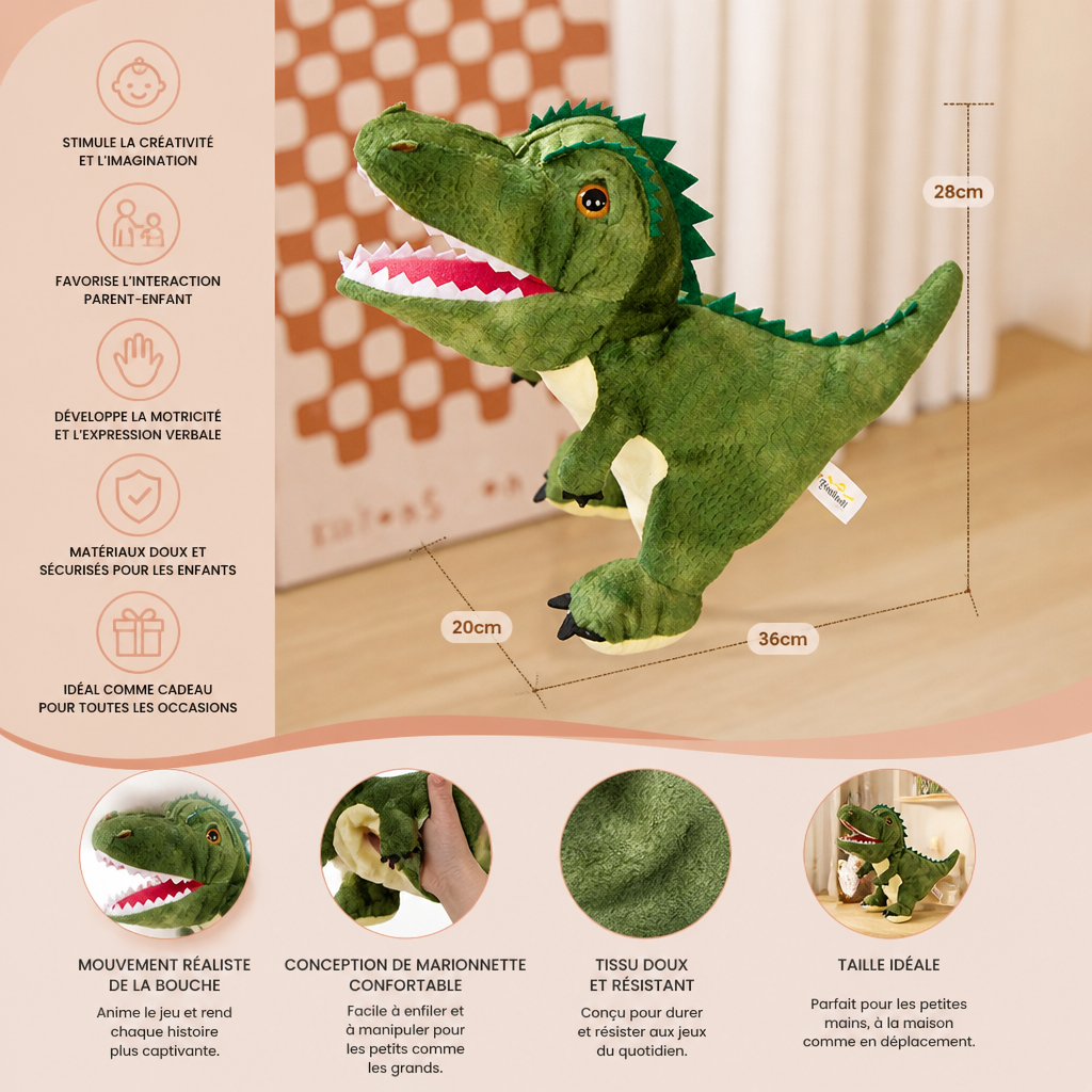 Marionnette Dinosaure en Peluche Amusante