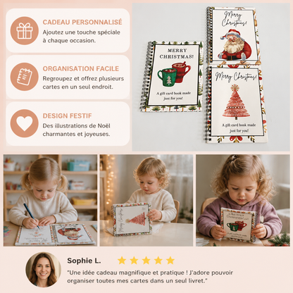 Livre de Cartes-Cadeaux de Noël à Faire Soi-Même – Organiseur de Cadeaux de Noël à Reliure Spirale