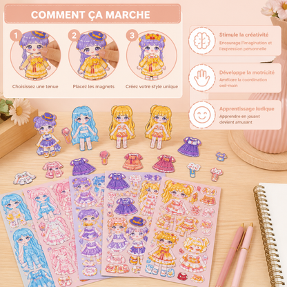 Set d’habillage magnétique de princesse avec autocollants 3D