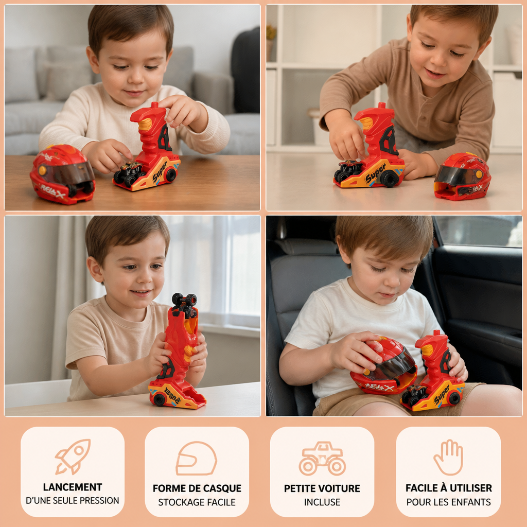 Lanceur de Monster Trucks à Un Clic avec Design Casque et Poignée