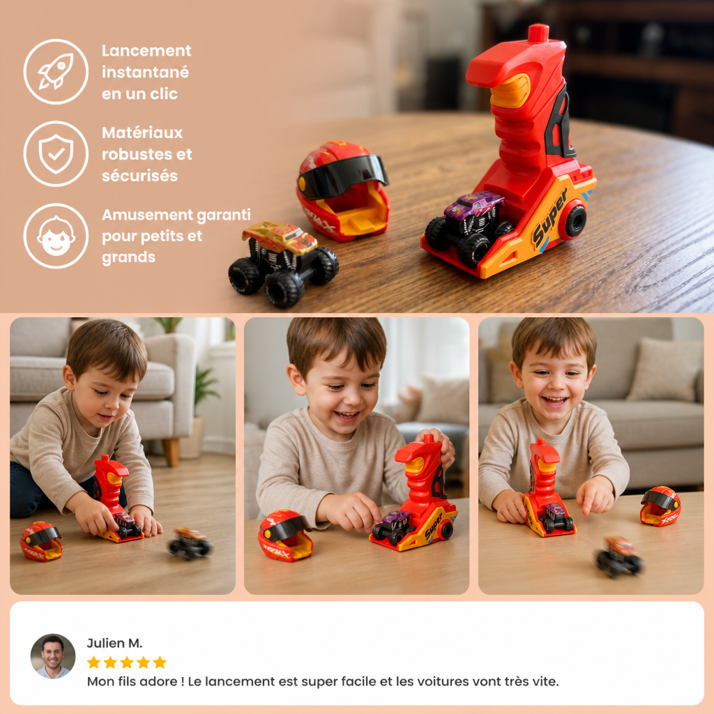 Lanceur de Monster Trucks à Un Clic avec Design Casque et Poignée